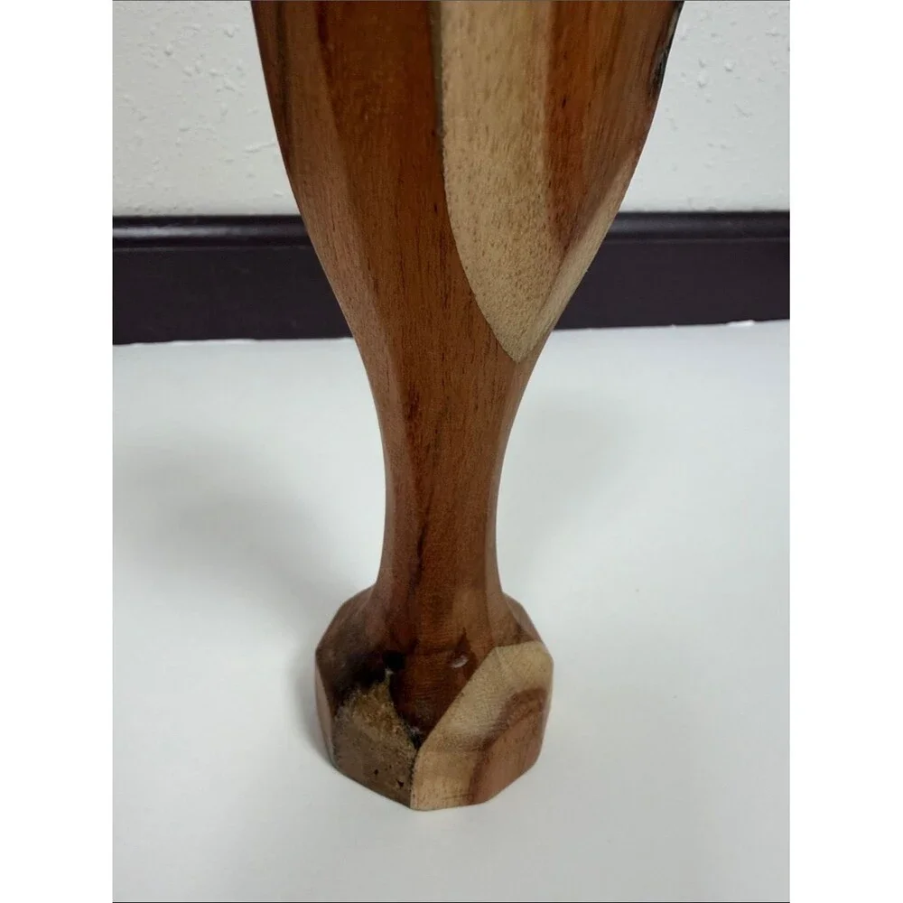 Vintage Hand Carved Wood Stick Candle Holder Rustic Boho Taper Candlestick Decor